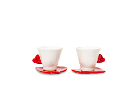 Set di 2 tazzine a forma di cuore artigianali. RP 68